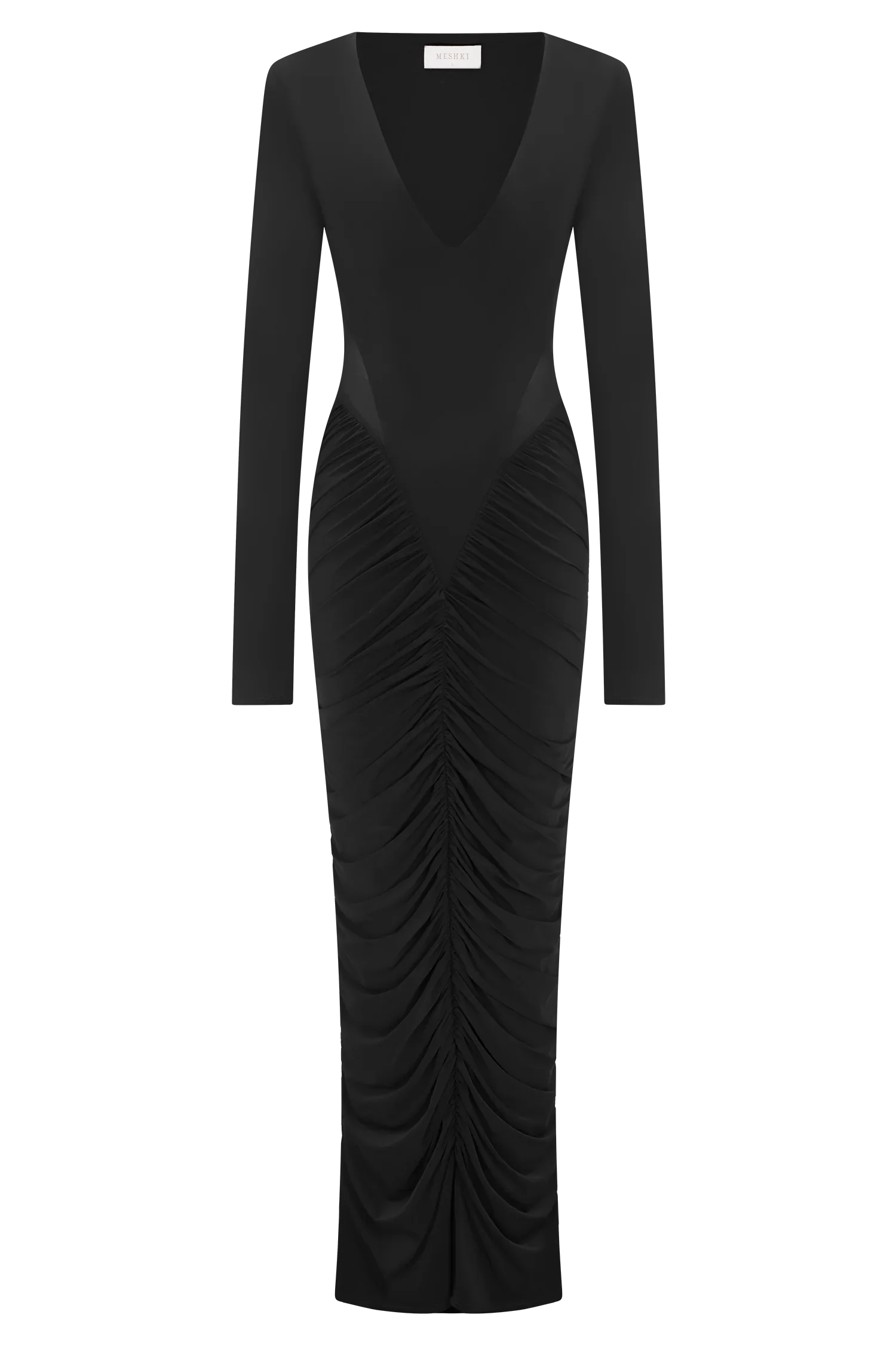 Louanne Slinky Long Sleeve Maxi Dress Black