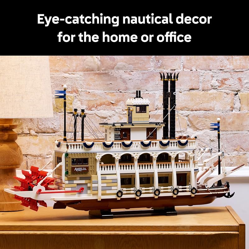 LEGO Ideas River Steamboat Building Set Room Decor for Men and Women Boat Model Building Kit for Adults Ages 18 Arts Crafts Display for Bedroom or Office Gift Idea for Birthdays 21356