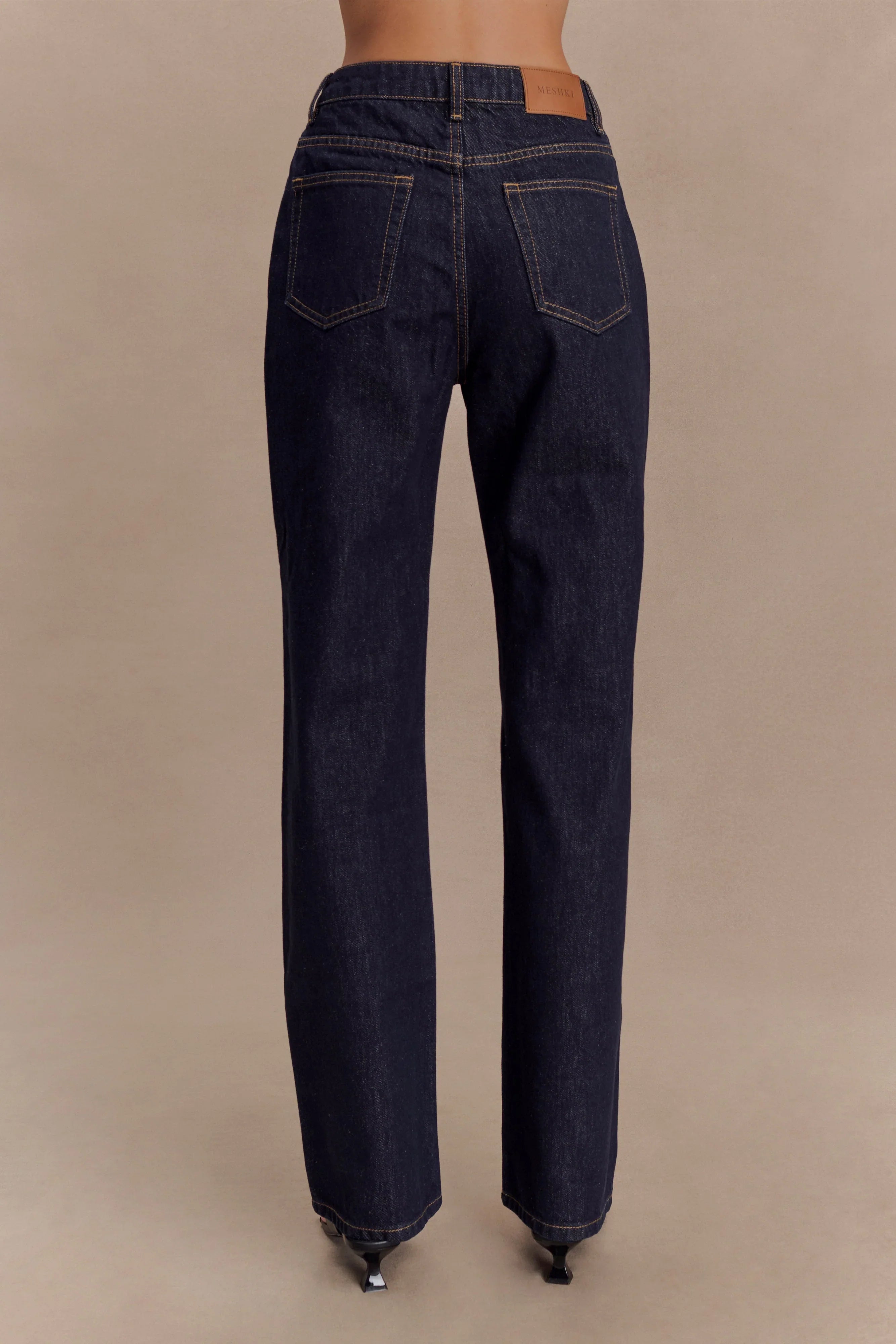 Janine High Waisted Straight Leg Jeans Washed Indigo Blue