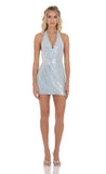 Sequin Butterfly Embellished Dress in Light Blue