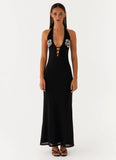 Polina Beaded Halterneck Maxi Dress Black