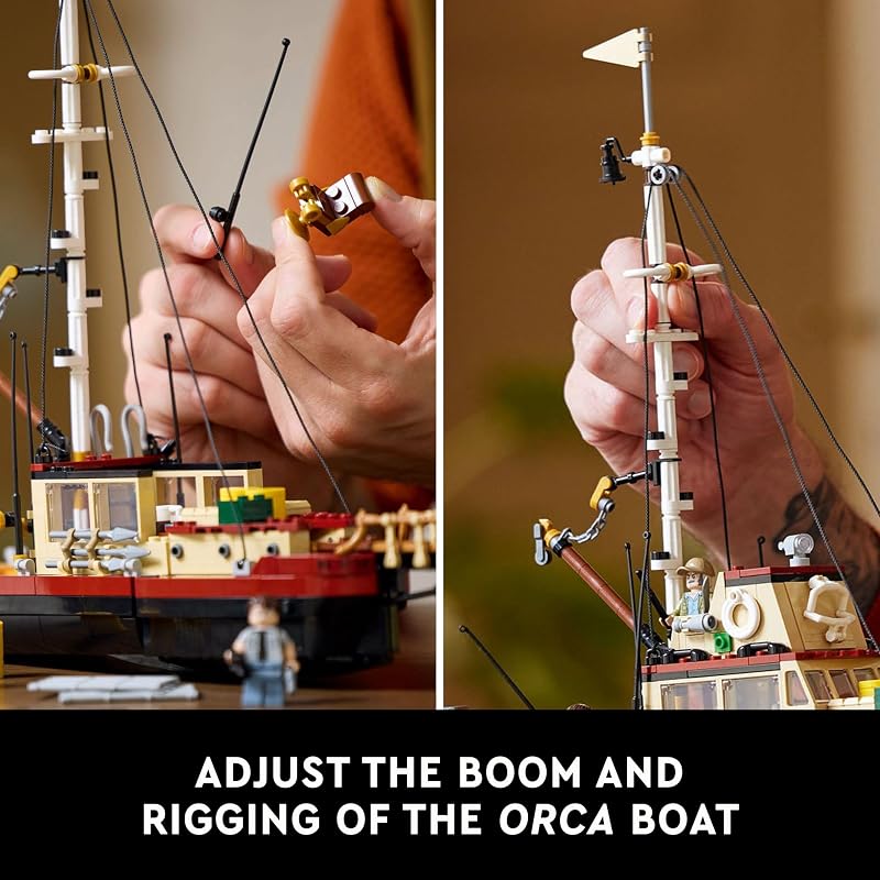 LEGO Ideas Jaws Set Diorama Kit for Fans of the Classic Movie Shark Toy Movie Memorabilia Gift for Adults Includes Orca Boat and Chief Brody Hooper and Quint Minifigures 21350