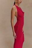 Ayella Cowl Knit Maxi Dress Raspberry