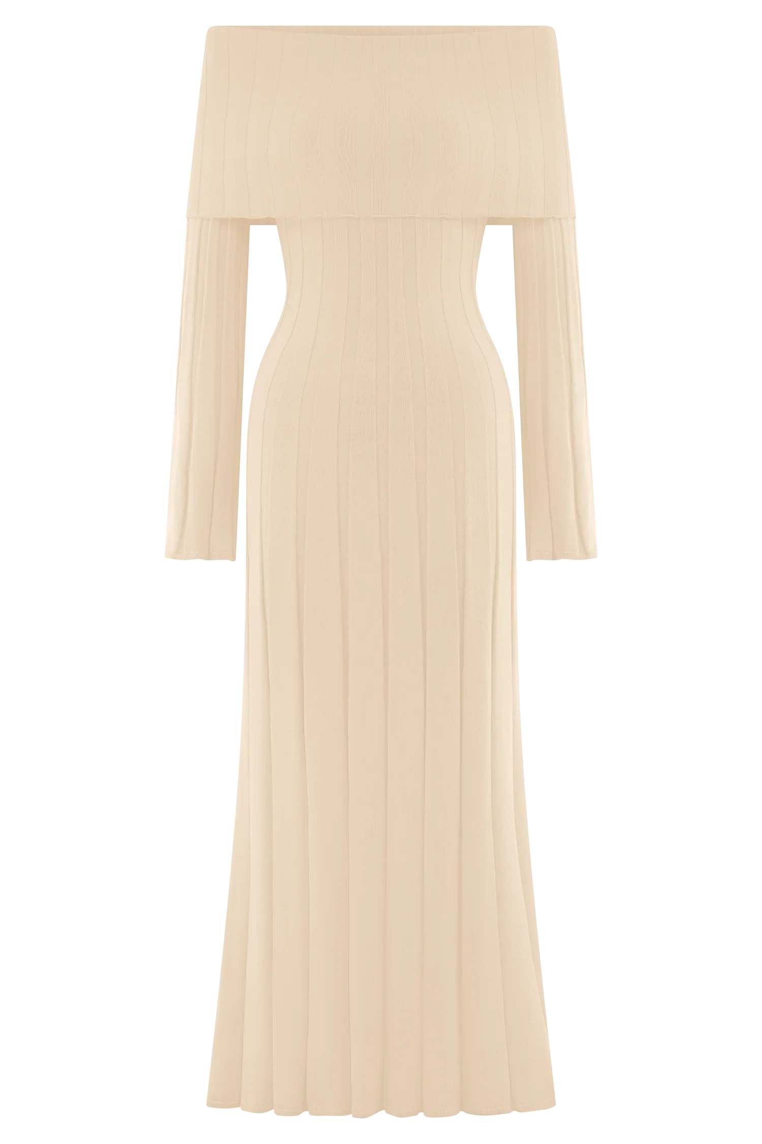 Alonza Long Sleeve Knit Midi Dress Cream