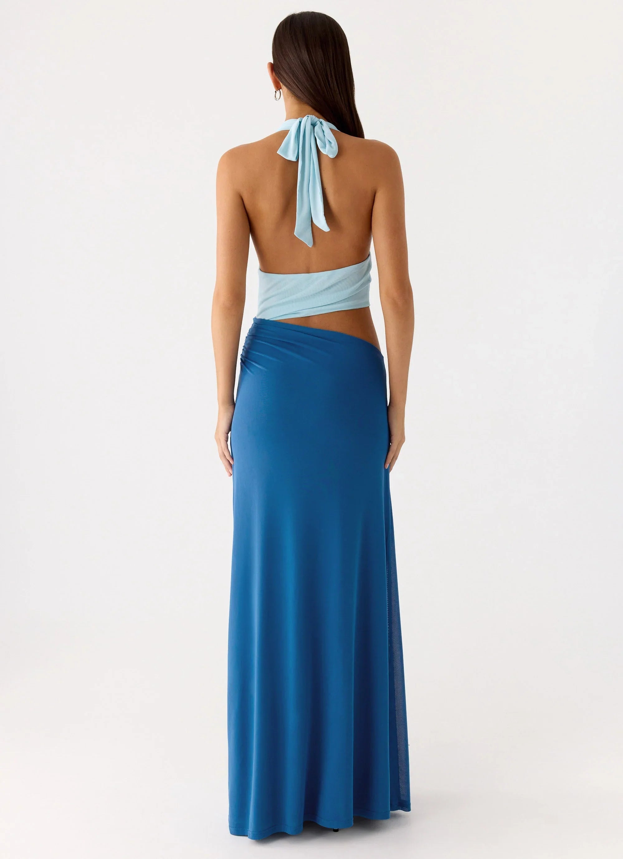 Saresther Halter Neck Maxi Dress Blue