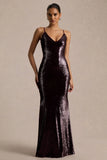 Lenor Burgundy Plunge Neck Maxi Dress