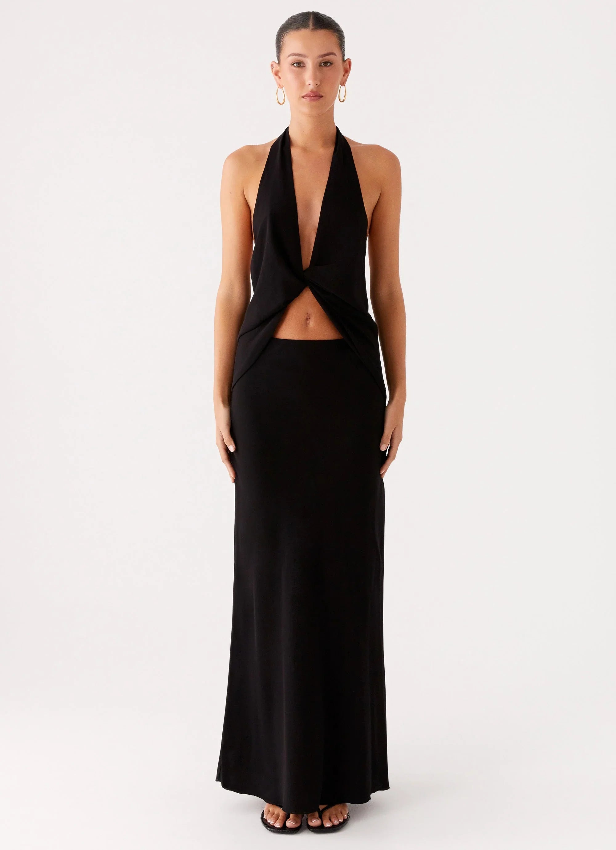 Michaella Chiffon Maxi Skirt Black