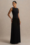 Rosalita Black Crew Neck Maxi Dress With Drop Waist