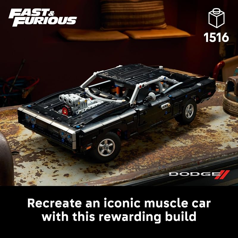 LEGO Technic Fast and Furious Dodge Charger R T Car 42231 Building Sets for Adults Ages 18 Highly Detailed Model Car Kit for Display 1516 pieces Gift for Fans of the Movie