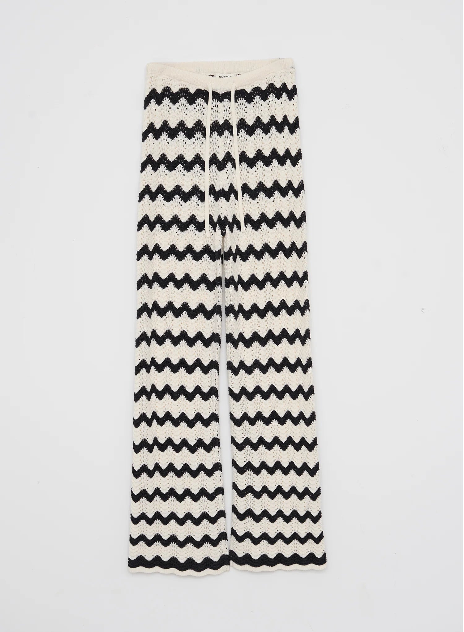 Navy And Cream Wave Crochet Trouser
