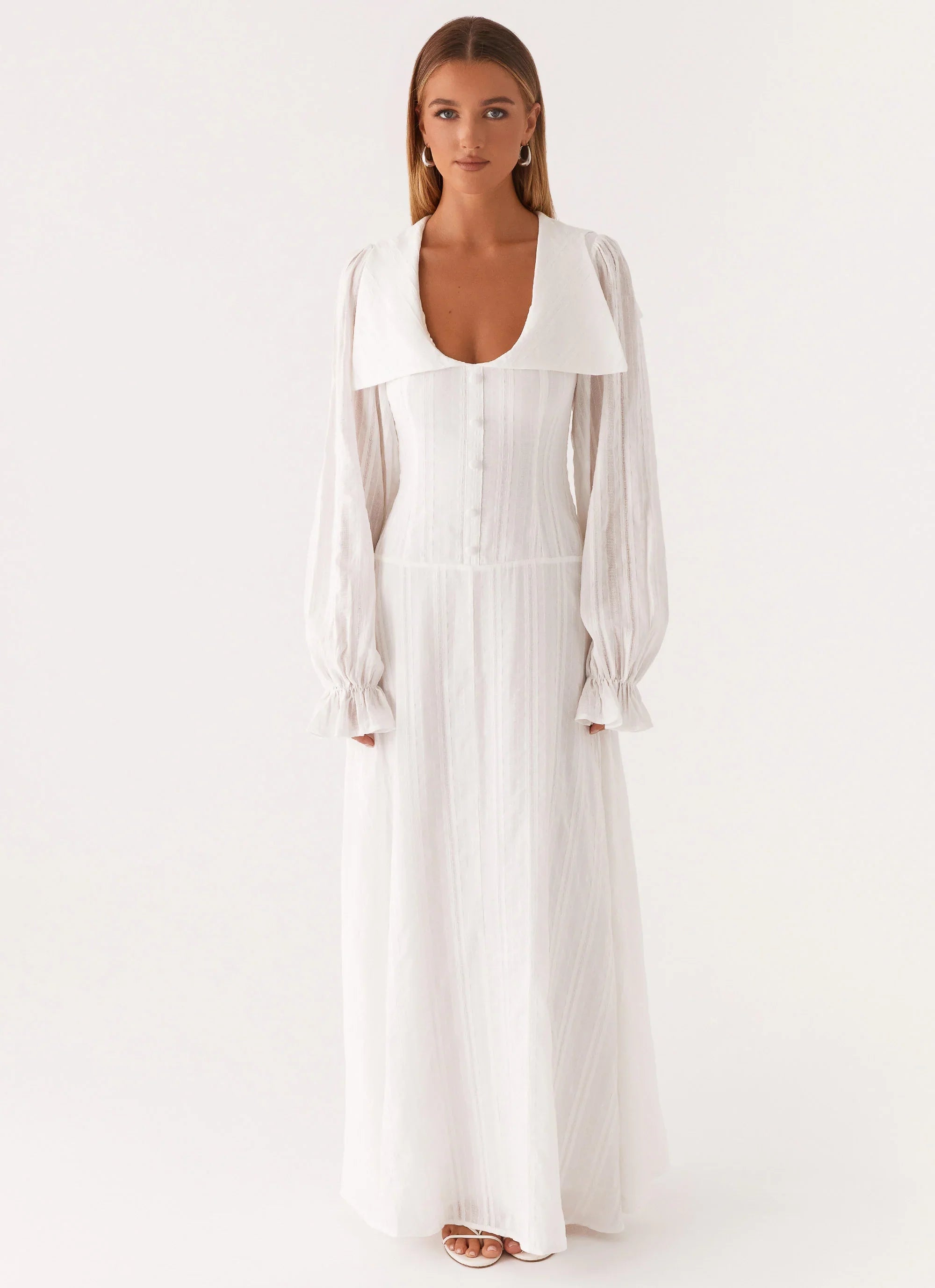 Alima Long Sleeve Maxi Dress White