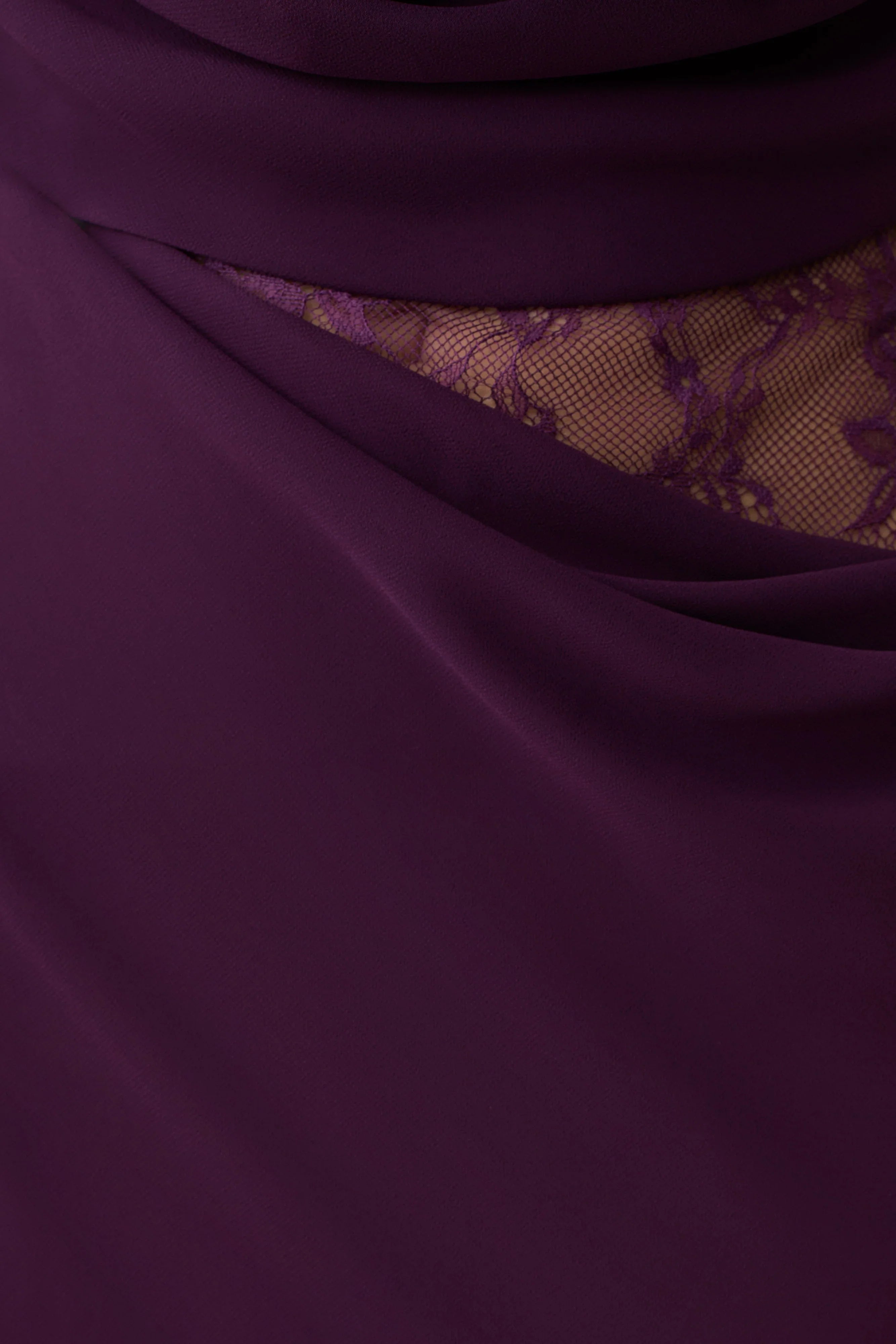 Arra Chiffon And Lace Halter Maxi Dress Plum