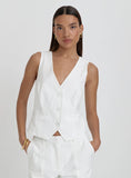 White Linen Cross Back Waistcoat