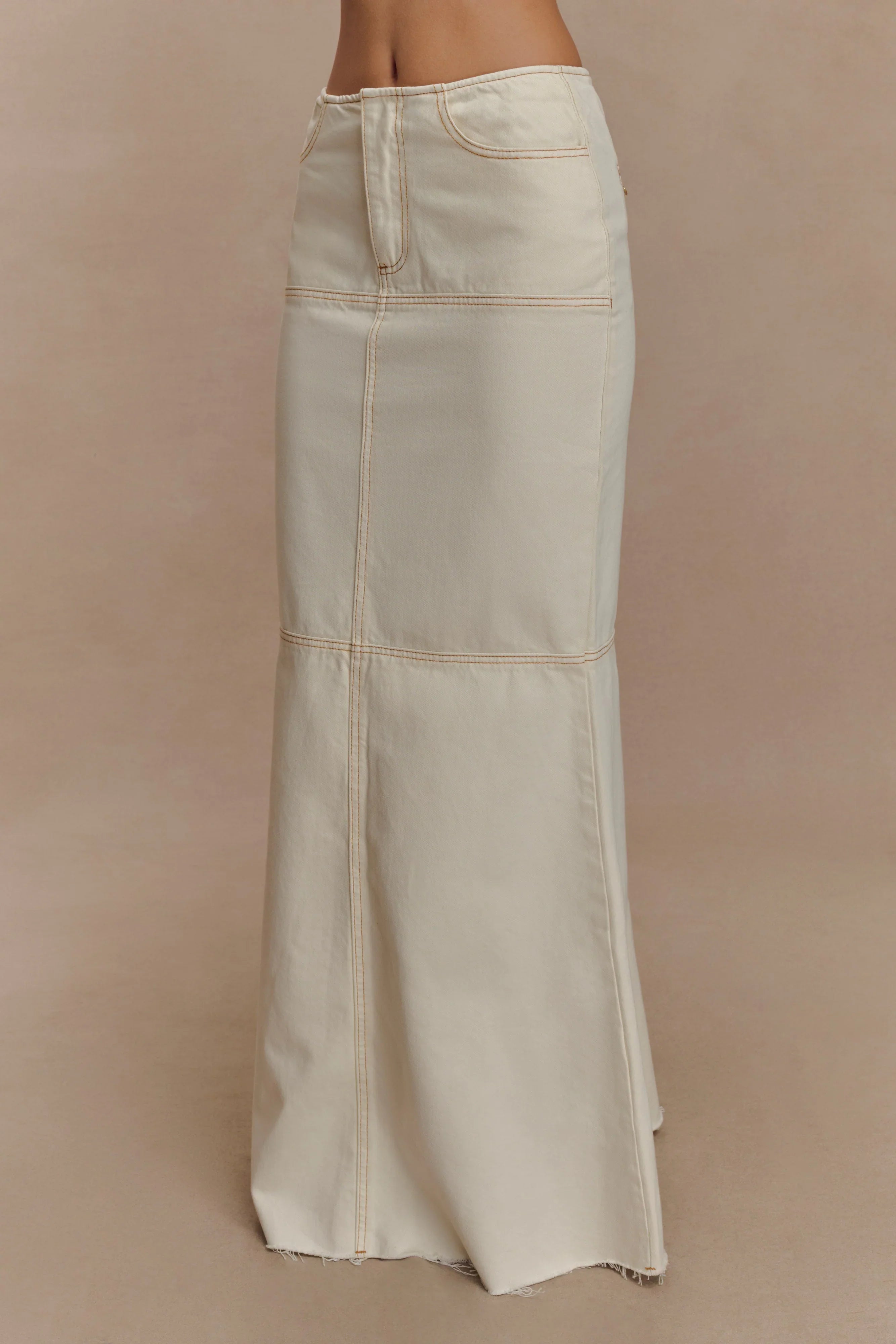 Loretta Denim Maxi Skirt Ecru