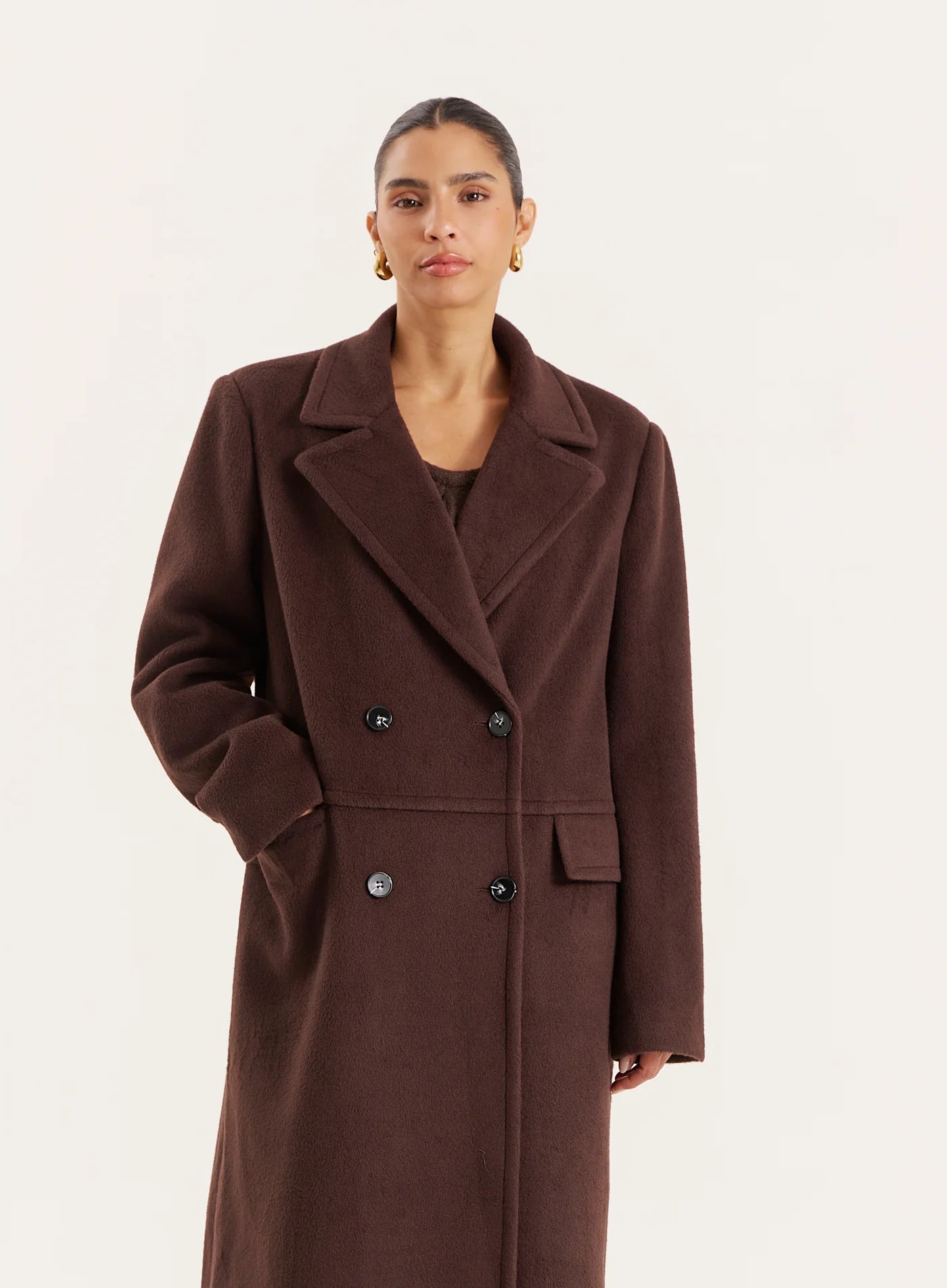Chocolate Double Breasted Longline Coat