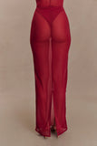 Aoife Mesh Maxi Skirt Raspberry