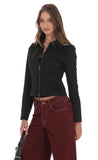 Suede Zip Up Jacket in Black