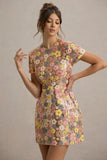 Eira Pastel Floral Print Embellished Mini Dress