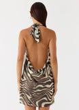 Varindra Cowl Mini Dress Zebra
