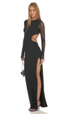 Long Sleeve Sheer Back Dress in Black