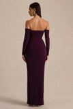 Harper Plum Bardot Neck Maxi Dress