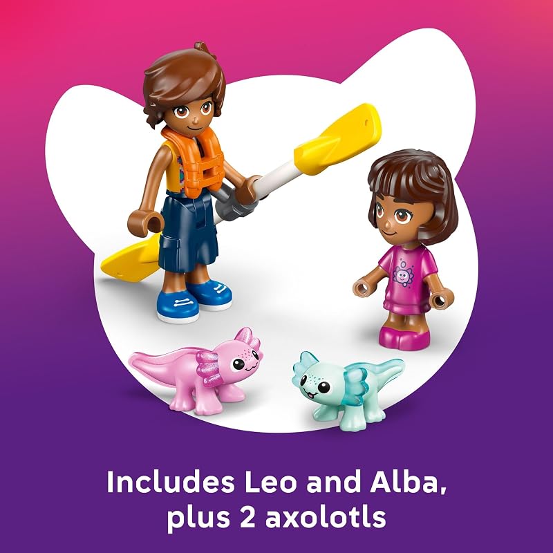 LEGO Friends Axolotl Adventure Boat Building Toy for Girls Boys Pretend Play Set for Kids Ages 5 W Leo Minidoll Alba Microdoll 2 Toy Pets Accessories Gift Idea for Birthdays 42681