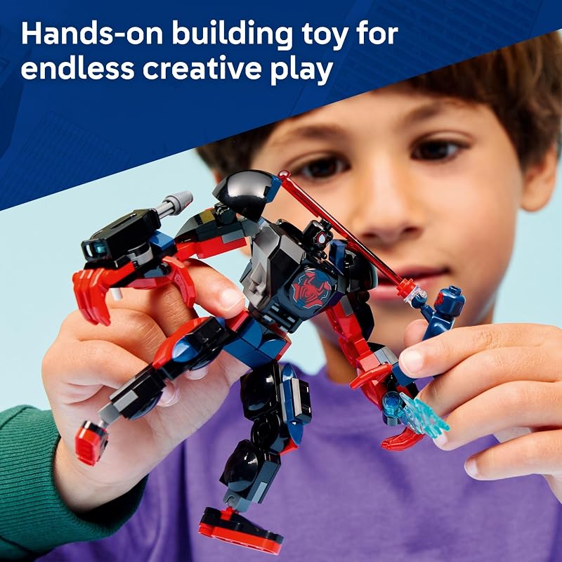 LEGO Marvel Miles Morales Mech vs Spider Man 2099 Building Toy for Boys Girls Poseable Super Hero Mech 2 Marvel Minifigures for Kids Fans Ages 6 Gift Idea for Birthdays 76337