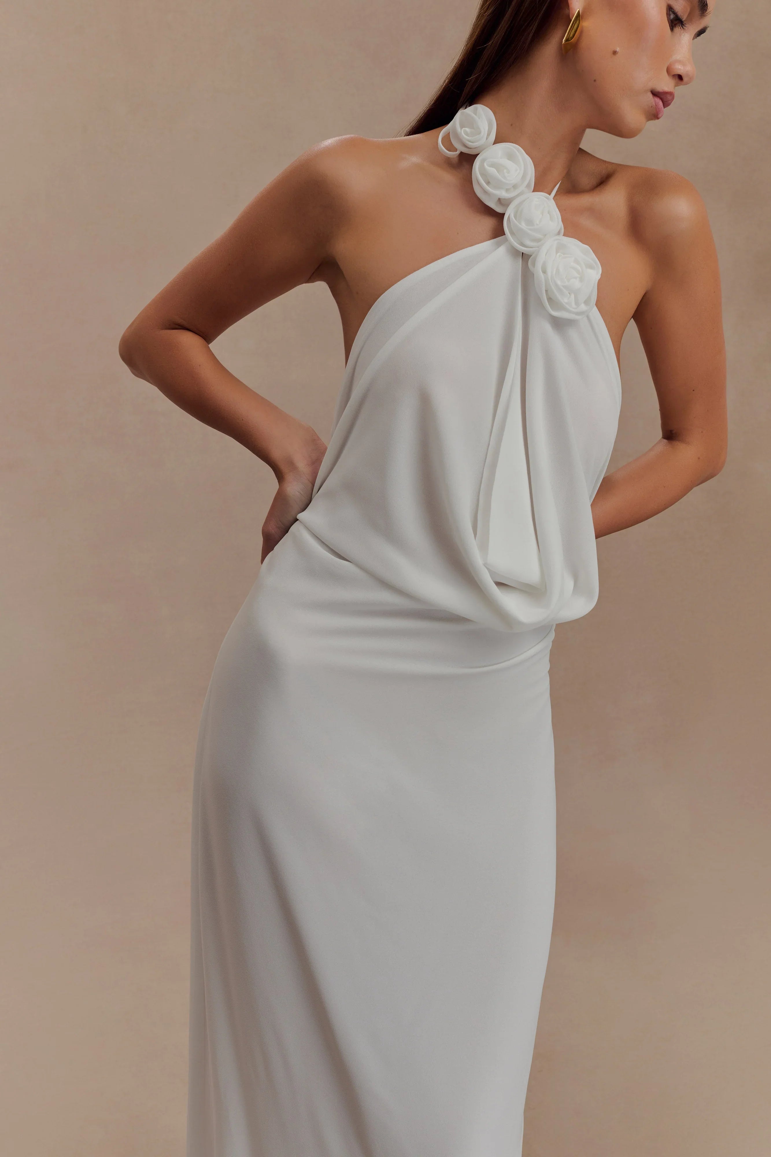 Rosalia Cowl Neck Maxi Dress White
