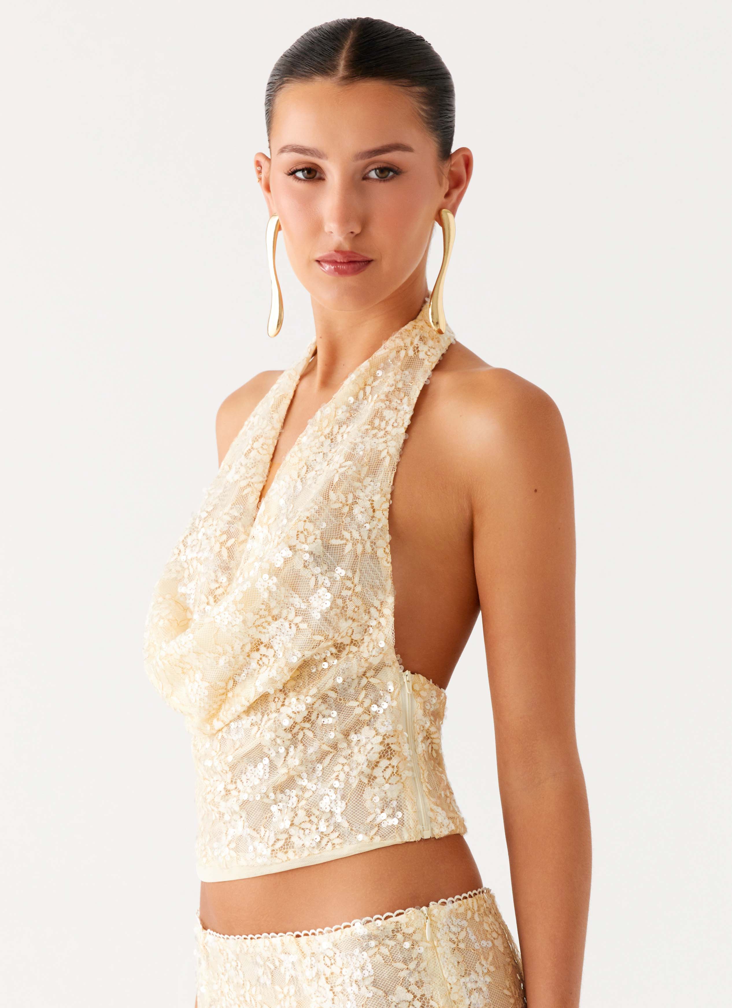 Bling It On Cowl Top Ivory