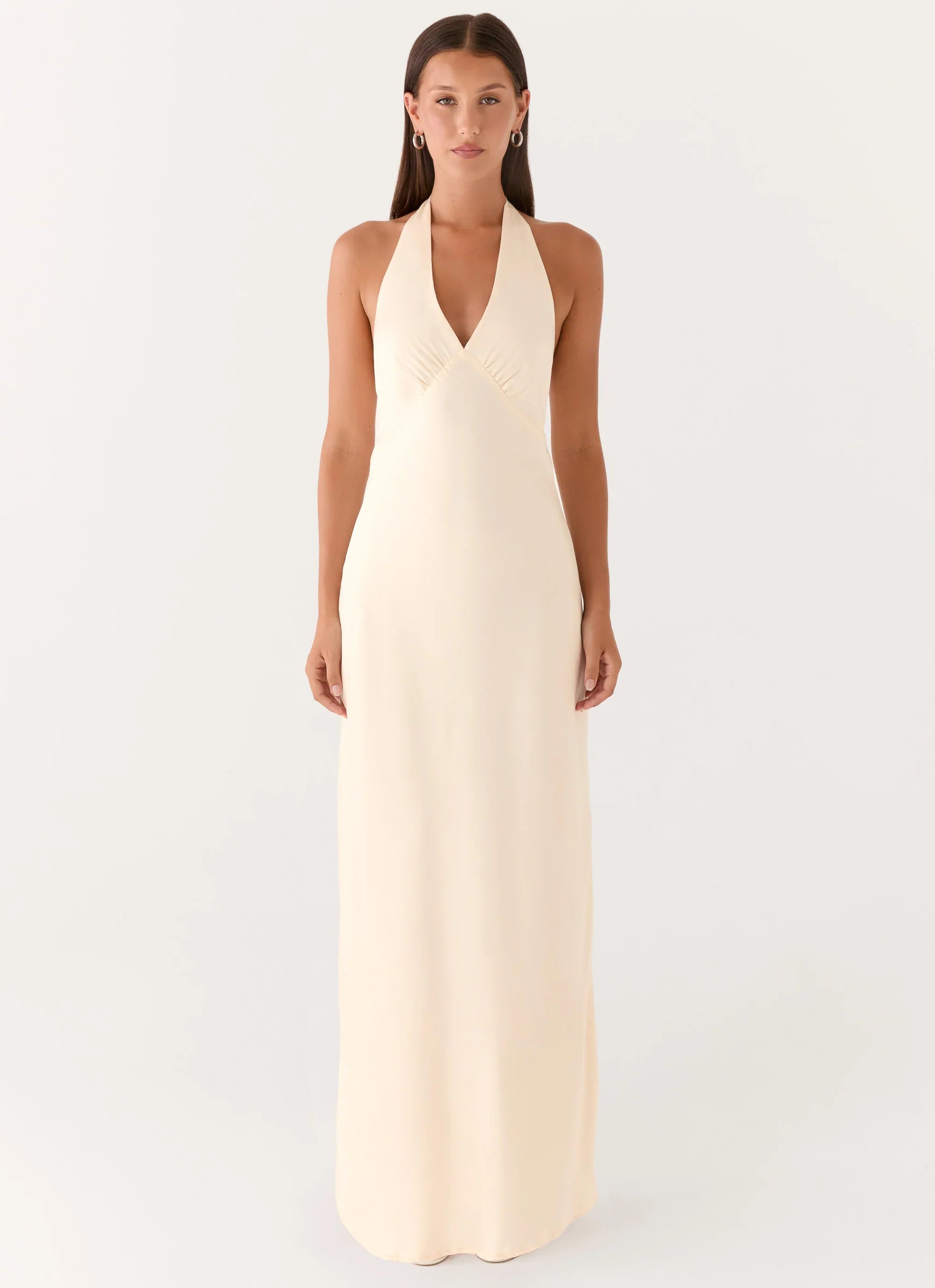 Heavy Hearted Satin Maxi Dress Pearl