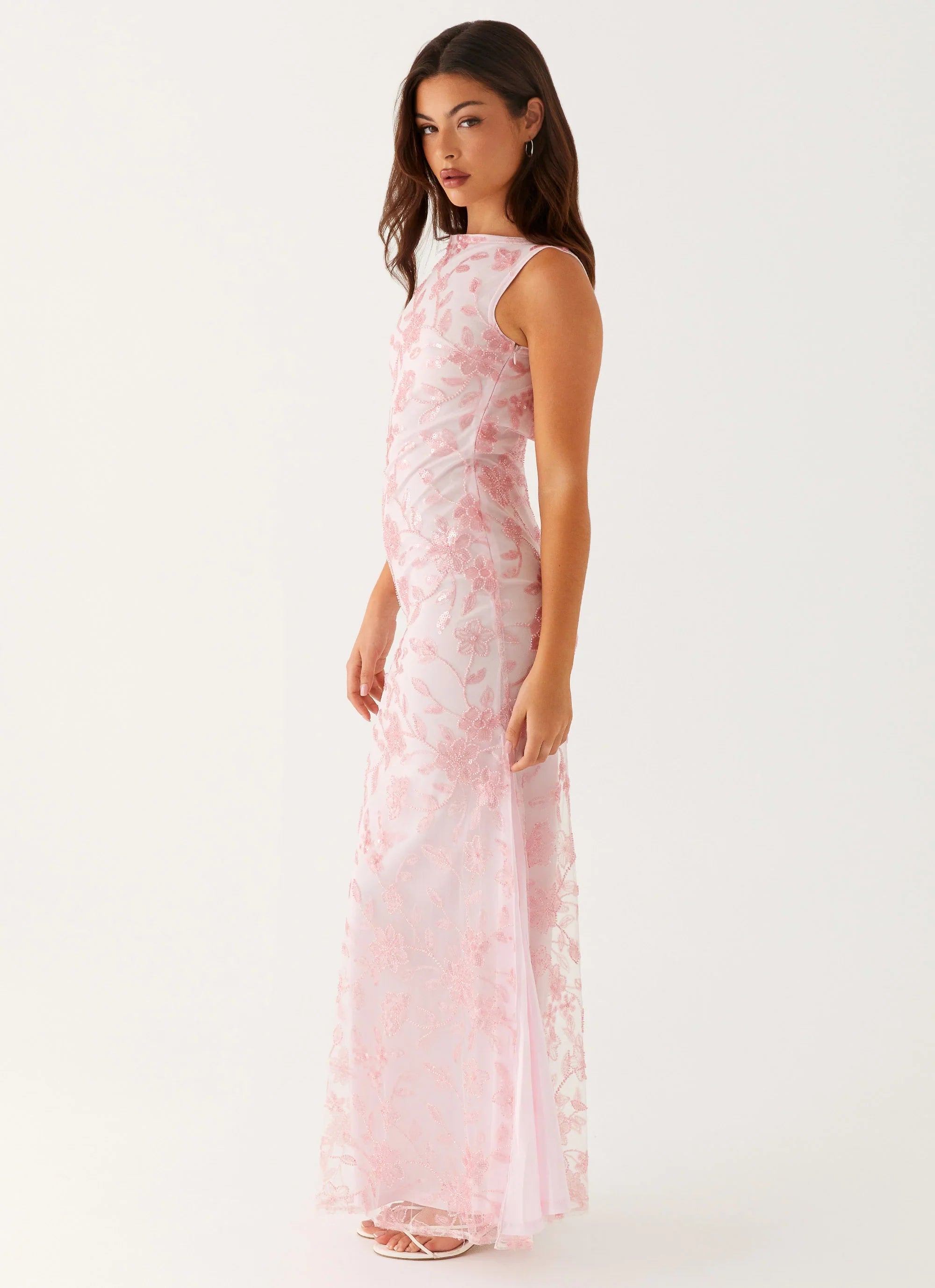 Moorey High Neck Maxi Dress Pink