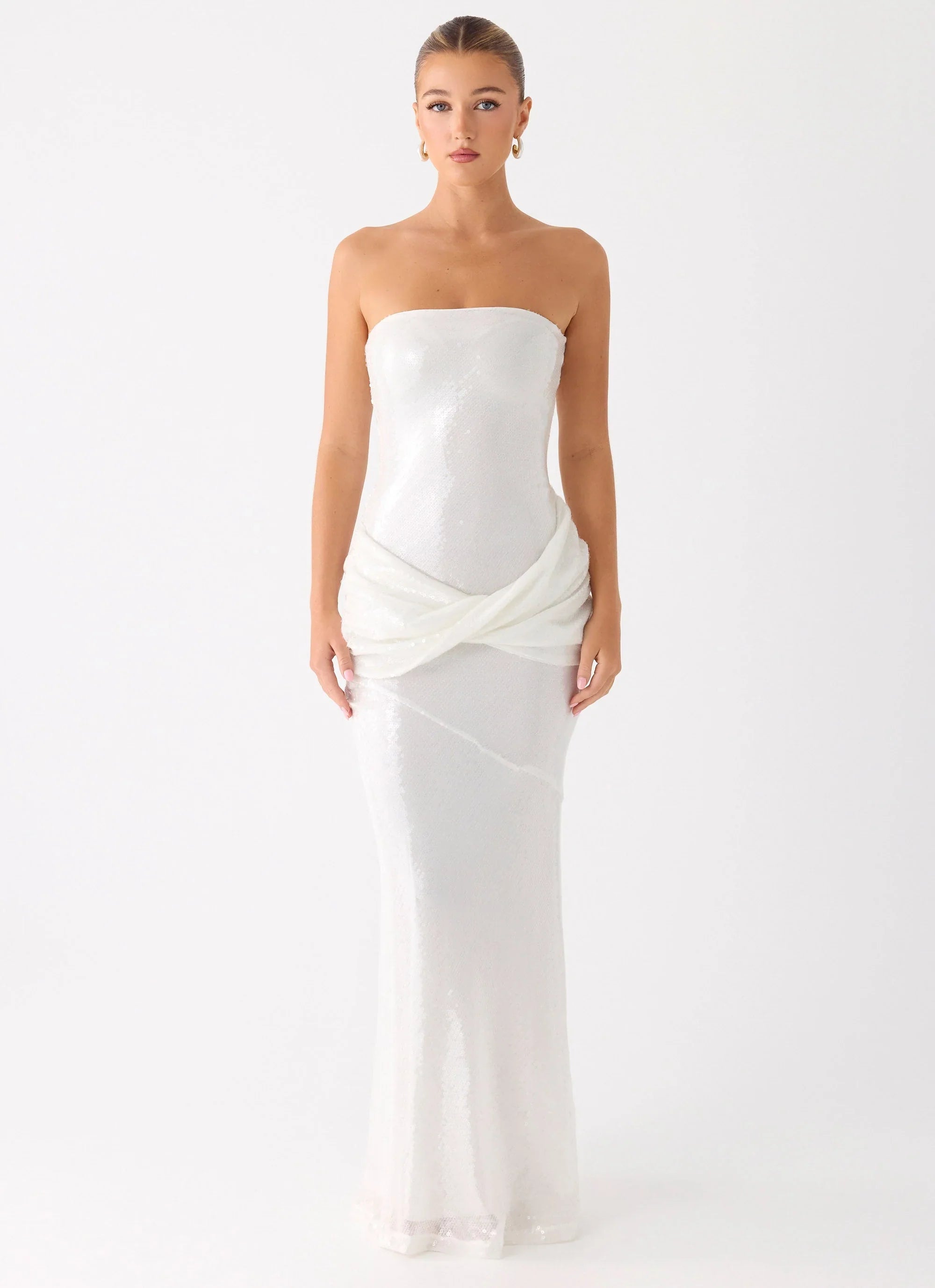 Anticipating Sequin Maxi Dress White