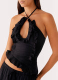 Mariella Linen Top Black