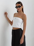 White Ribbed Fourth Logo Bandeau Top