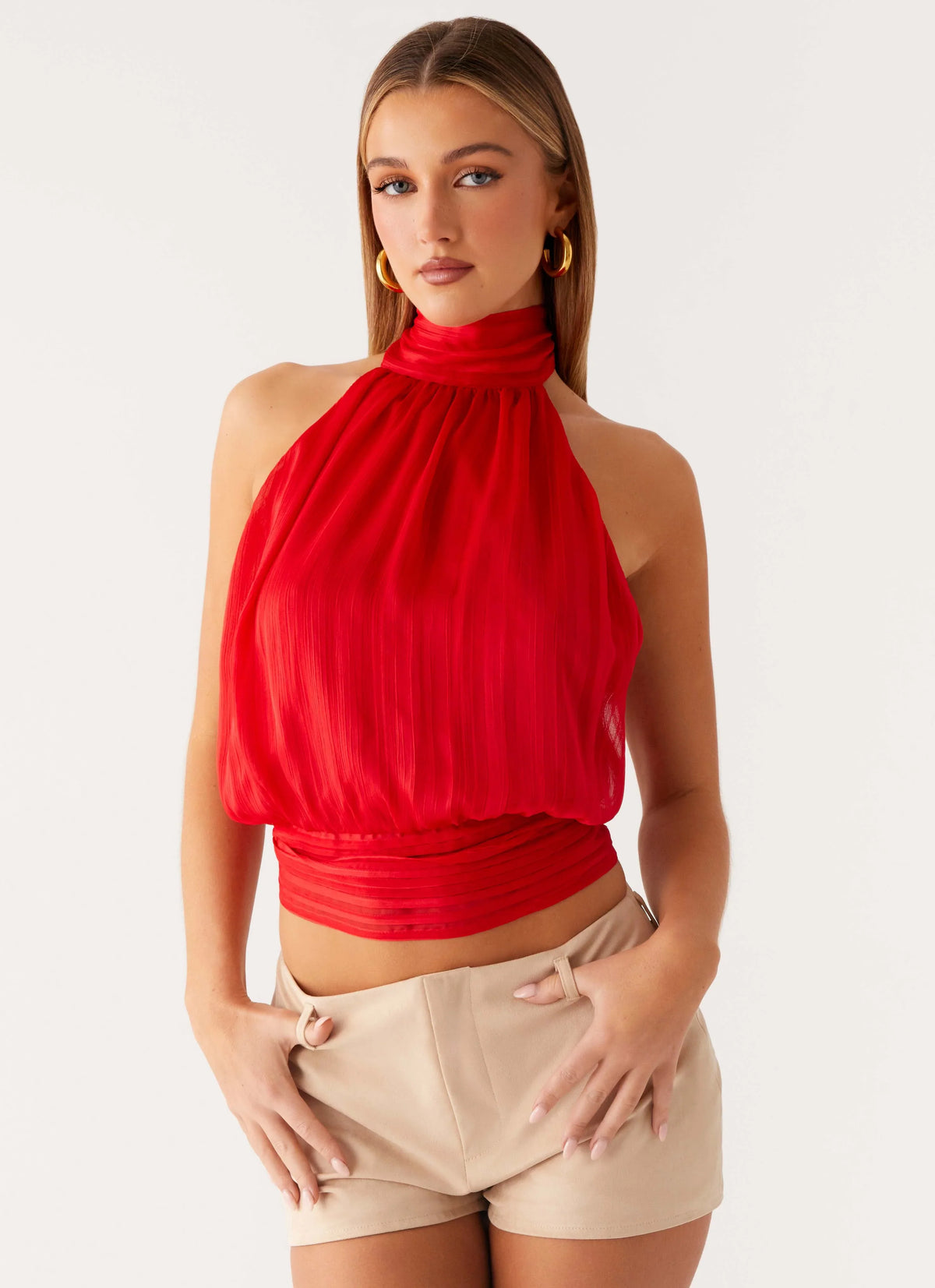 Willow Chiffon Top Red