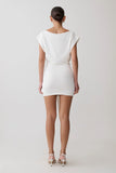 Maiara Shortsleeve Slinky Tie Mini Dress White