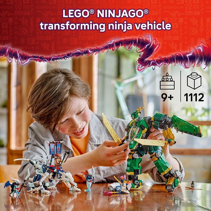 LEGO NINJAGO Lloyds Jet Mech Building Toy Model Building Kit for Boys Girls Ages 9 Transforming Playset for Kids W 5 Ninja Toy Minifigures Dragons Rising Gift Idea for Birthdays 71845