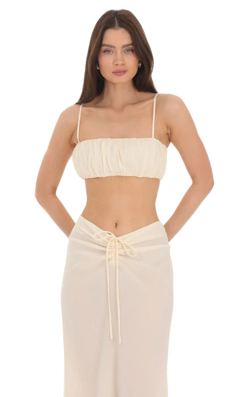 Cropped Two Piece Set in Cream