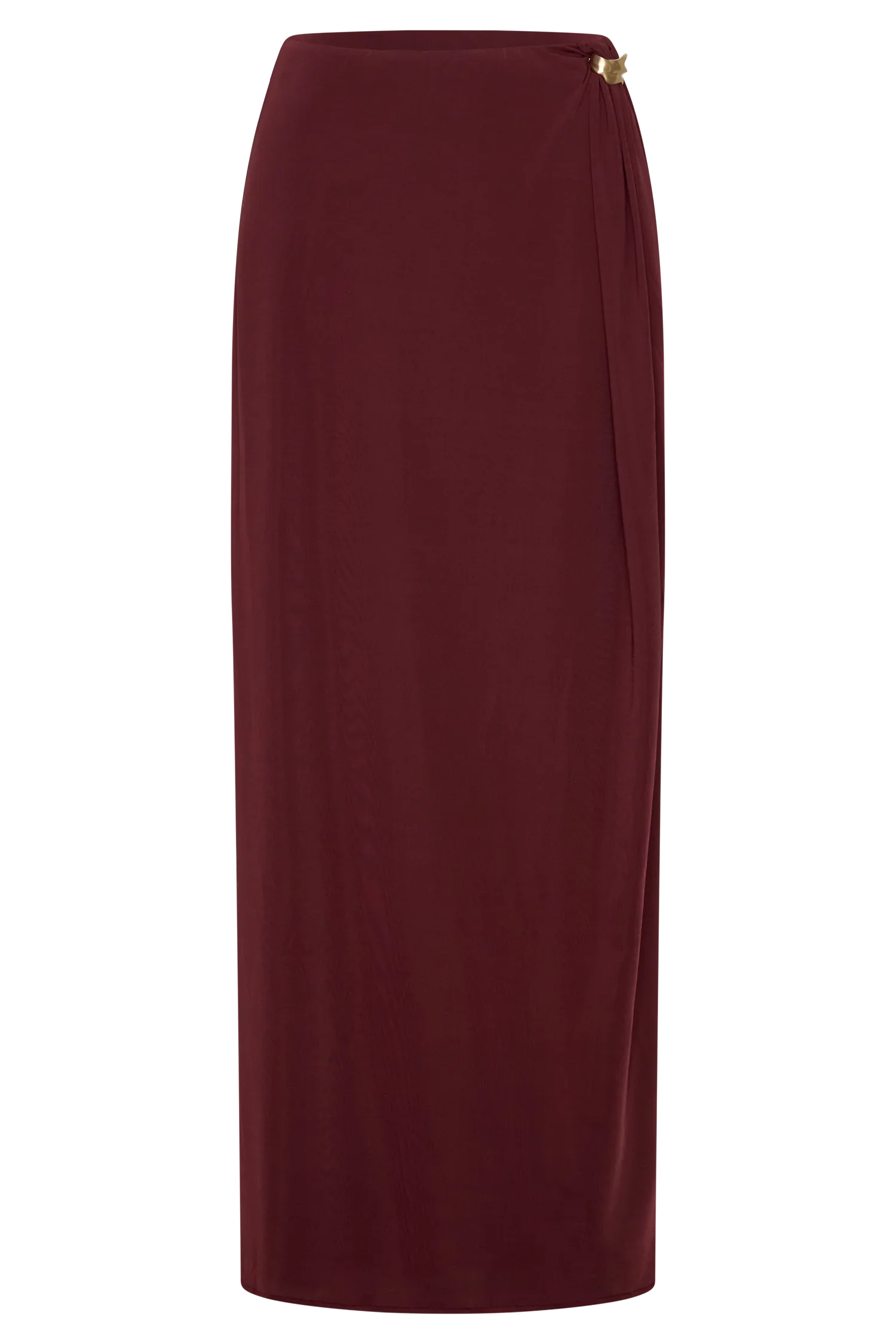 Bridget Slinky Maxi Skirt With Hardware Burgundy