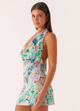 Laid Back Cowl Mini Dress Santorini Floral