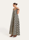 Black And Cream Stripe Cotton Trapeze Maxi Dress