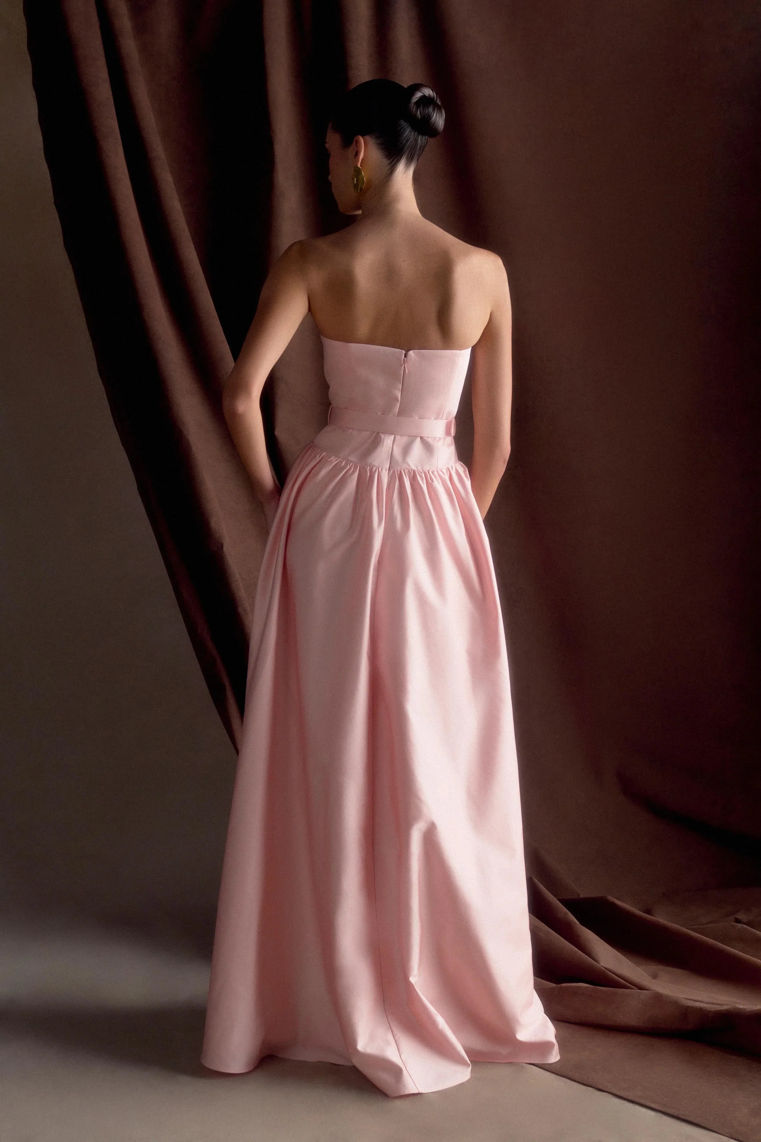 Florence Strapless Belted Maxi Dress Baby Pink
