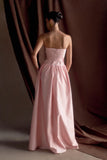 Florence Strapless Belted Maxi Dress Baby Pink