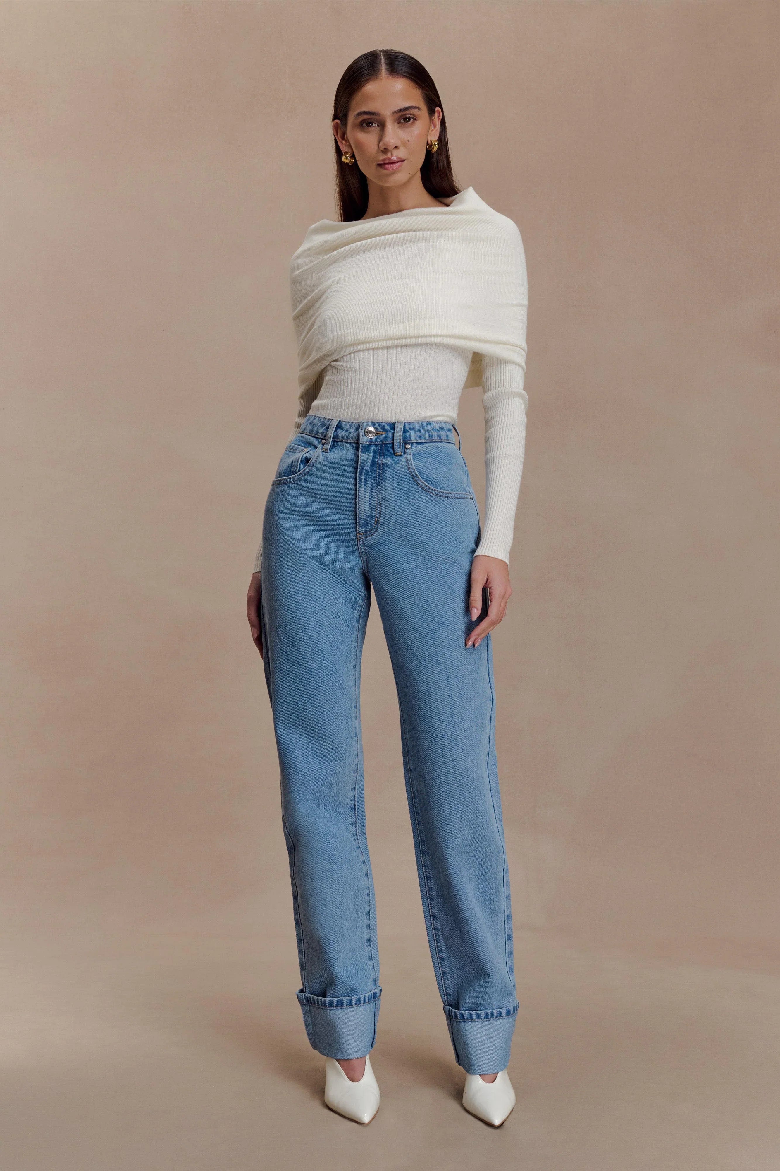 Kirralee Straight Leg Cuffed Jeans Classic Blue