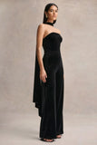 Arcane Black Velvet Bandeau Jumpsuit With Scarf