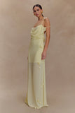 Rosalie Floral Chiffon Maxi Dress Pastel Lemon