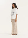 Cream Illustration Print Oversized T Shirt
