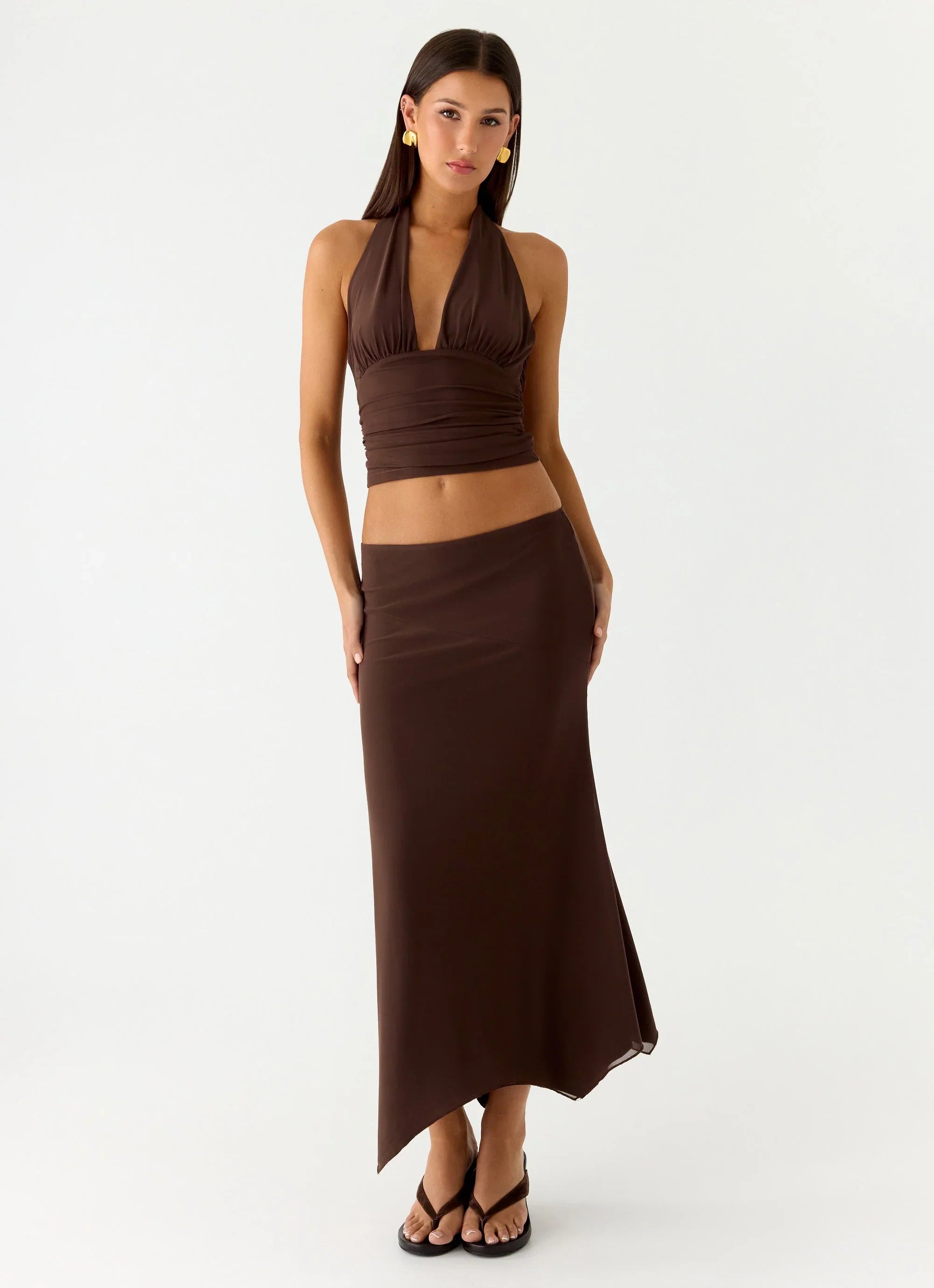 Kerrie Hanky Midi Skirt Chocolate