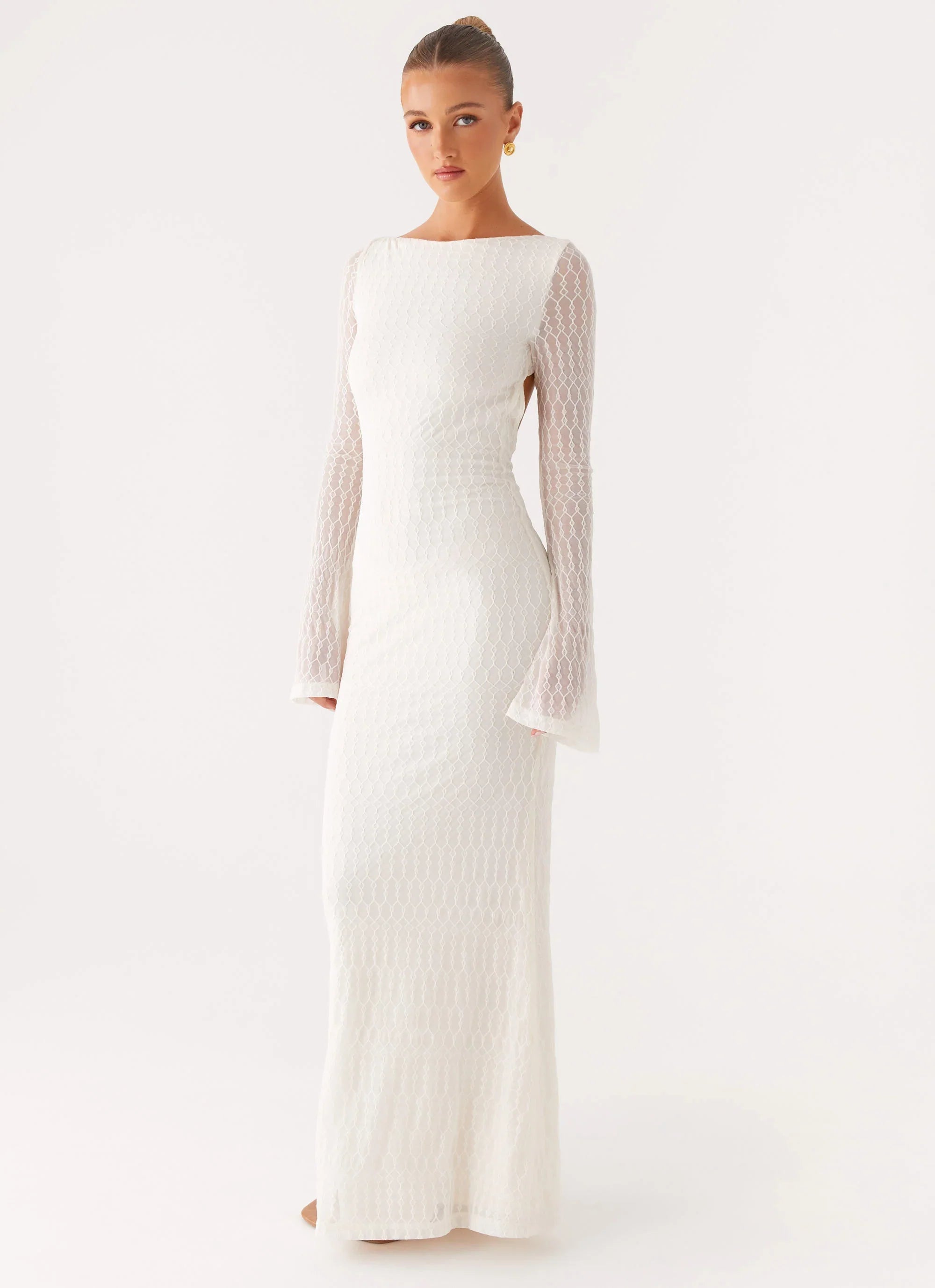 Ethereal Long Sleeve Maxi Dress Ivory
