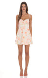 Open Back With Lace Panel Floral Mini Dress